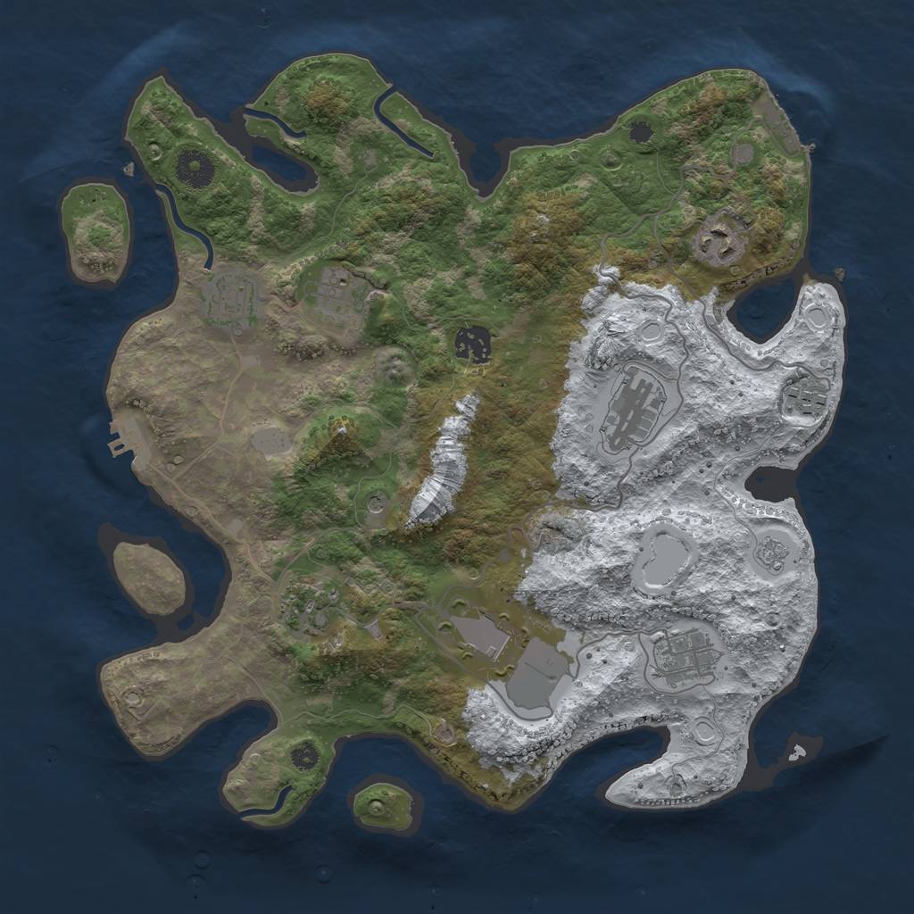 Rust Map: Procedural Map, Size: 3560, Seed: 1100072, 18 Monuments