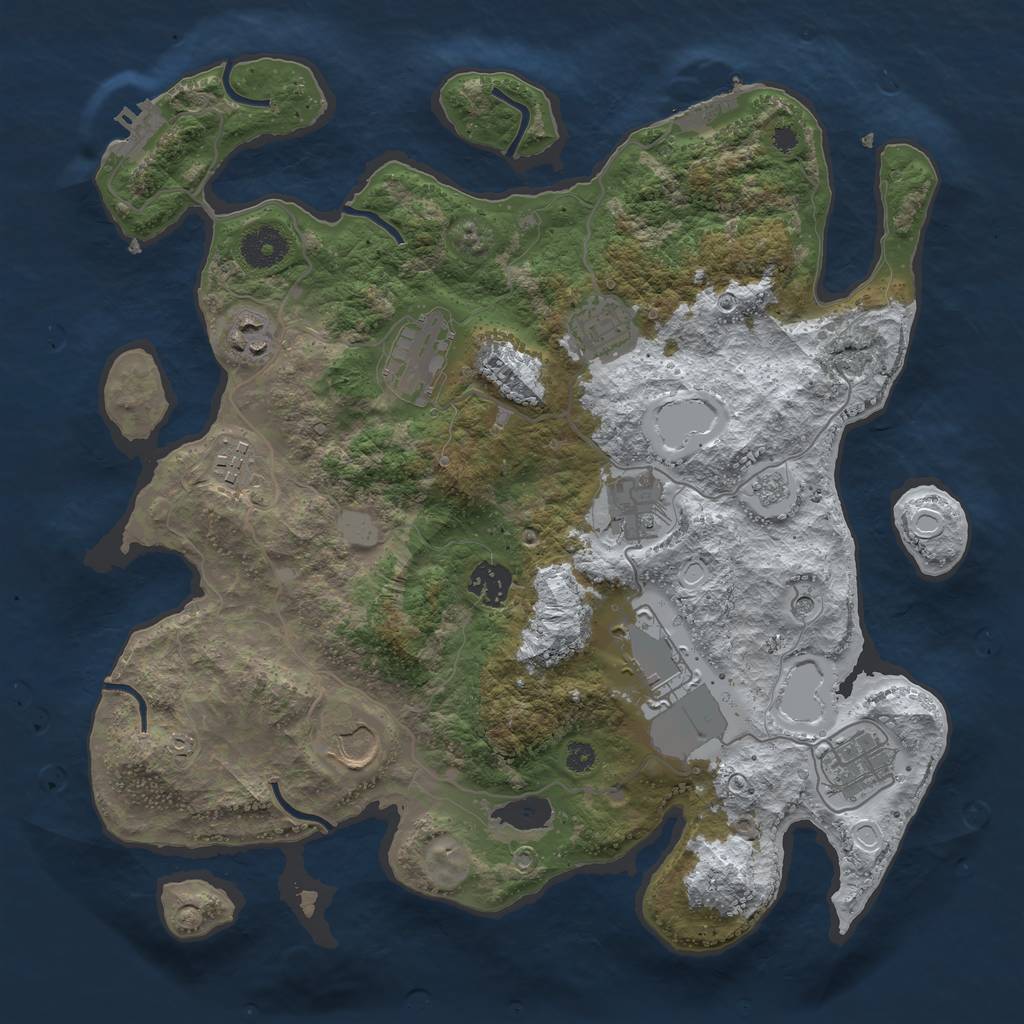 Rust Map: Procedural Map, Size: 3560, Seed: 3644207, 18 Monuments
