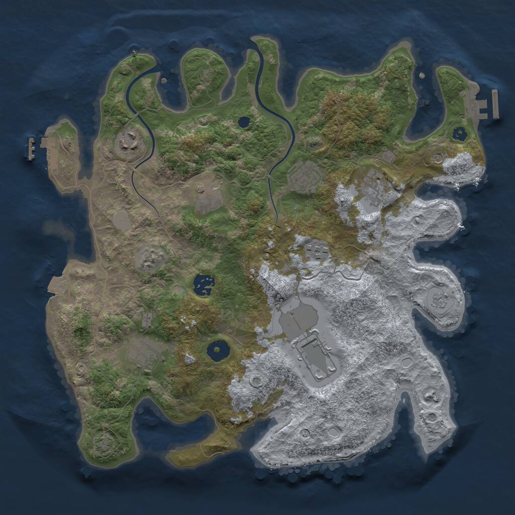 Rust Map: Procedural Map, Size: 3560, Seed: 3491848, 14 Monuments