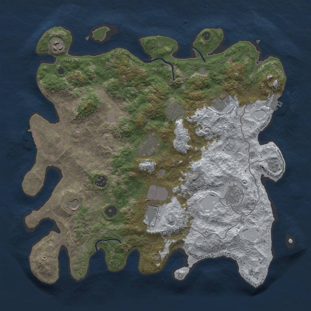 Rust Map: Procedural Map, Size: 4000, Seed: 4457855, 18 Monuments