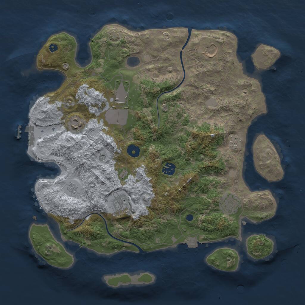 Rust Map: Procedural Map, Size: 3550, Seed: 765524, 12 Monuments