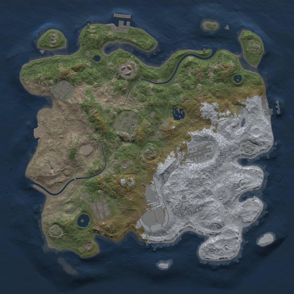 Rust Map: Procedural Map, Size: 3500, Seed: 51159, 14 Monuments