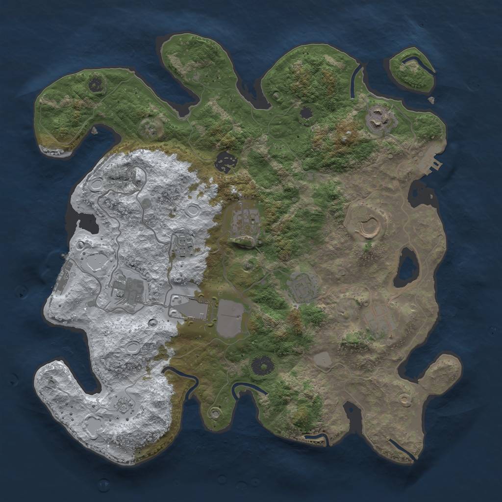 Rust Map: Procedural Map, Size: 3560, Seed: 1916548, 17 Monuments