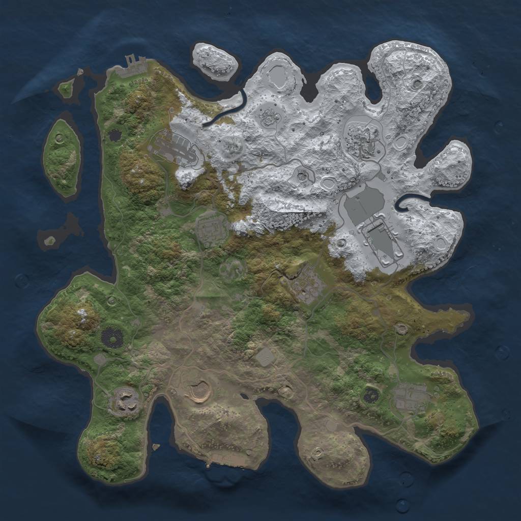 Rust Map: Procedural Map, Size: 3500, Seed: 52154124, 17 Monuments