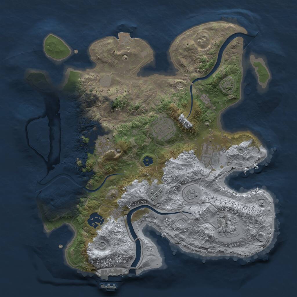 Rust Map: Procedural Map, Size: 3000, Seed: 793897, 11 Monuments