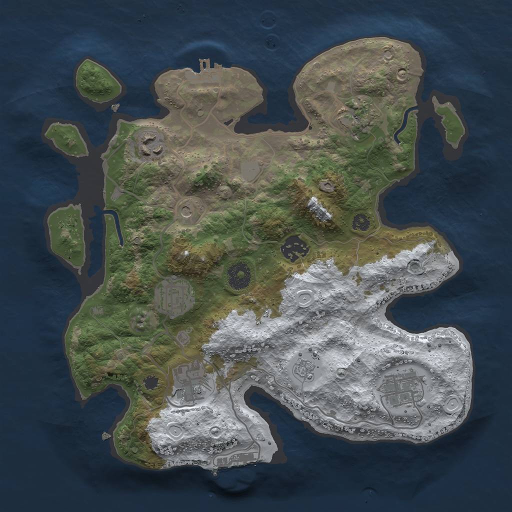 Rust Map: Procedural Map, Size: 3000, Seed: 793897, 15 Monuments