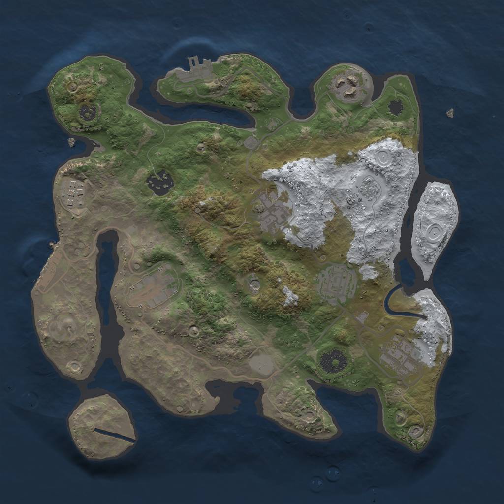 Rust Map: Procedural Map, Size: 3000, Seed: 2439910, 16 Monuments