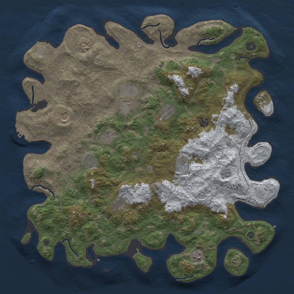 Rust Map: Procedural Map, Size: 4500, Seed: 1181610323, 19 Monuments