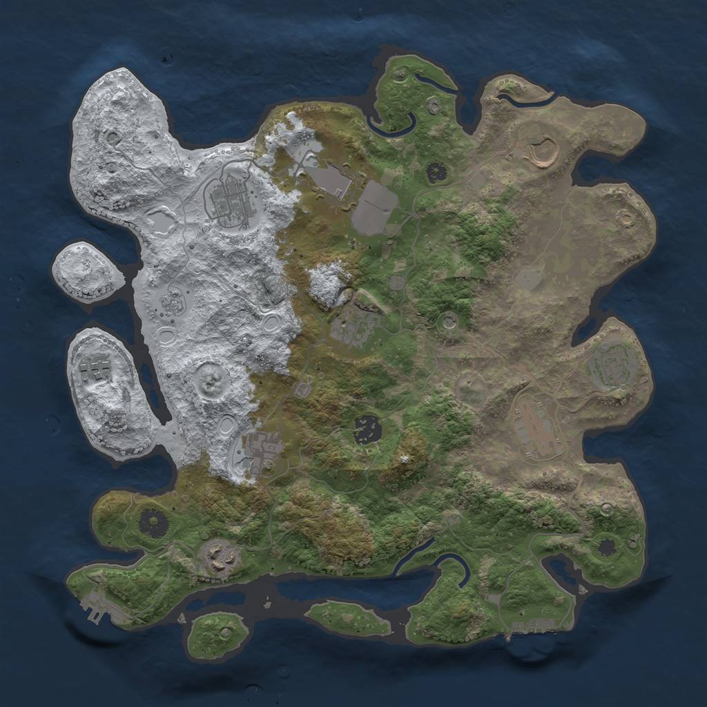 Rust Map: Procedural Map, Size: 3560, Seed: 1850361, 19 Monuments
