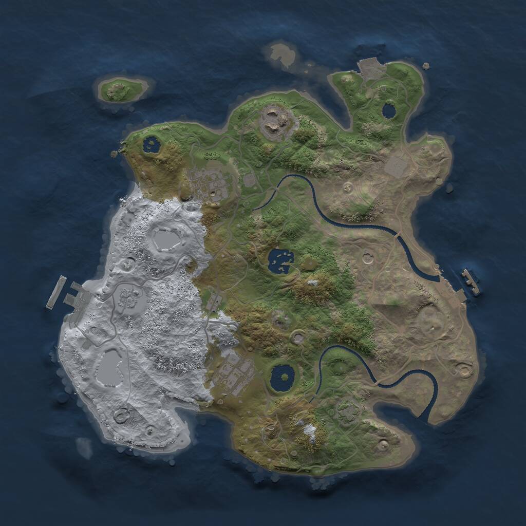 Rust Map: Procedural Map, Size: 3000, Seed: 55665, 10 Monuments