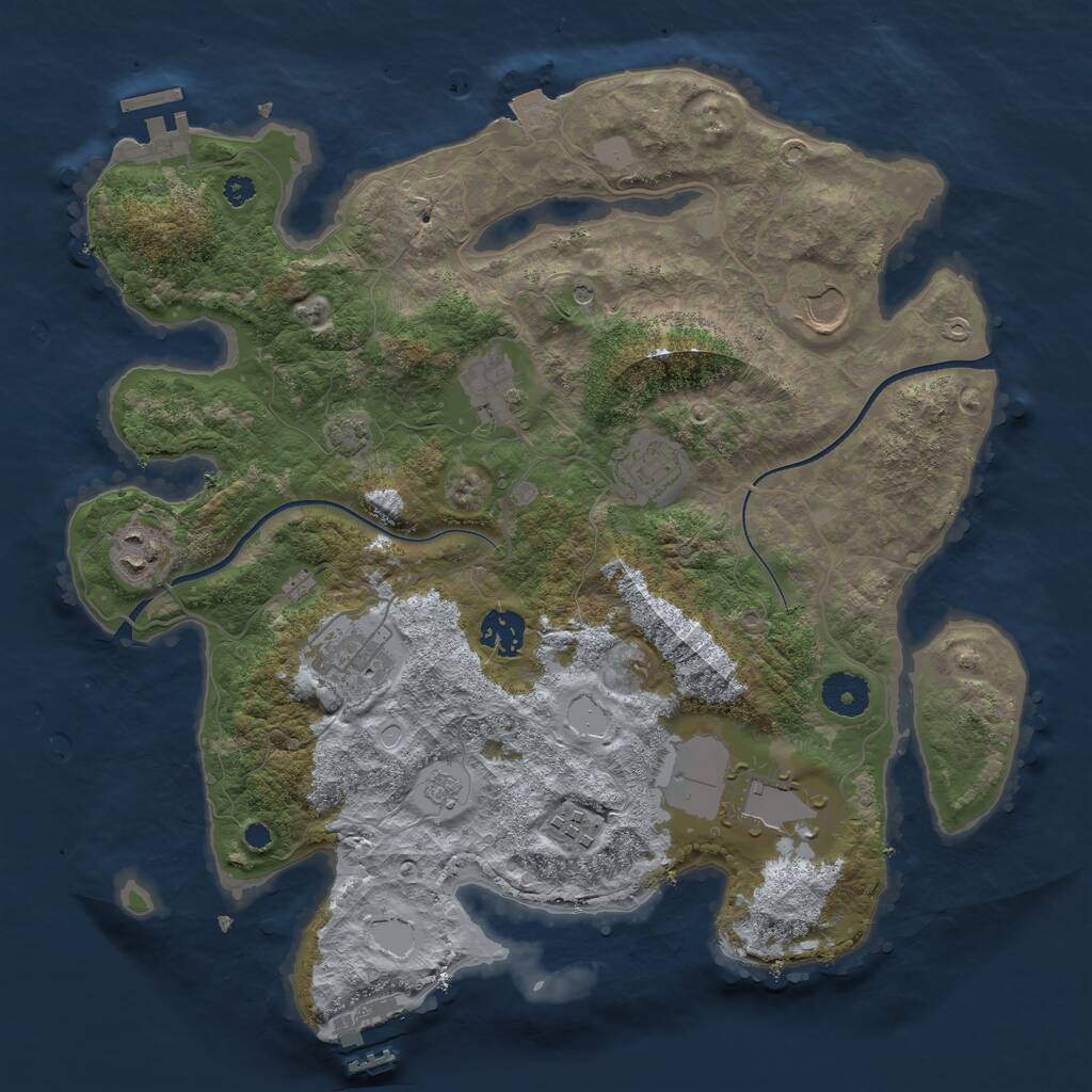 Rust Map: Procedural Map, Size: 3550, Seed: 185561, 14 Monuments