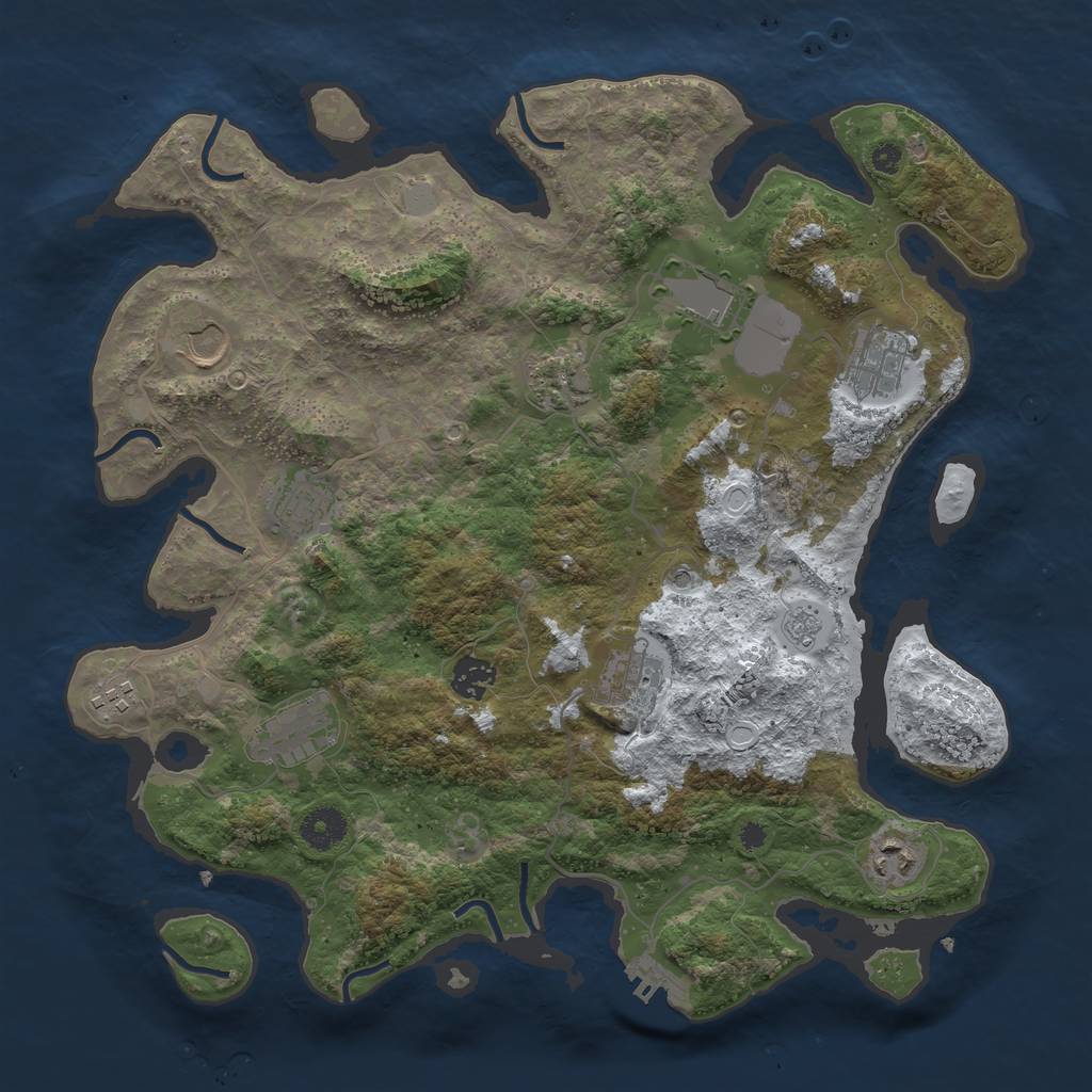 Rust Map: Procedural Map, Size: 3750, Seed: 613299663, 18 Monuments
