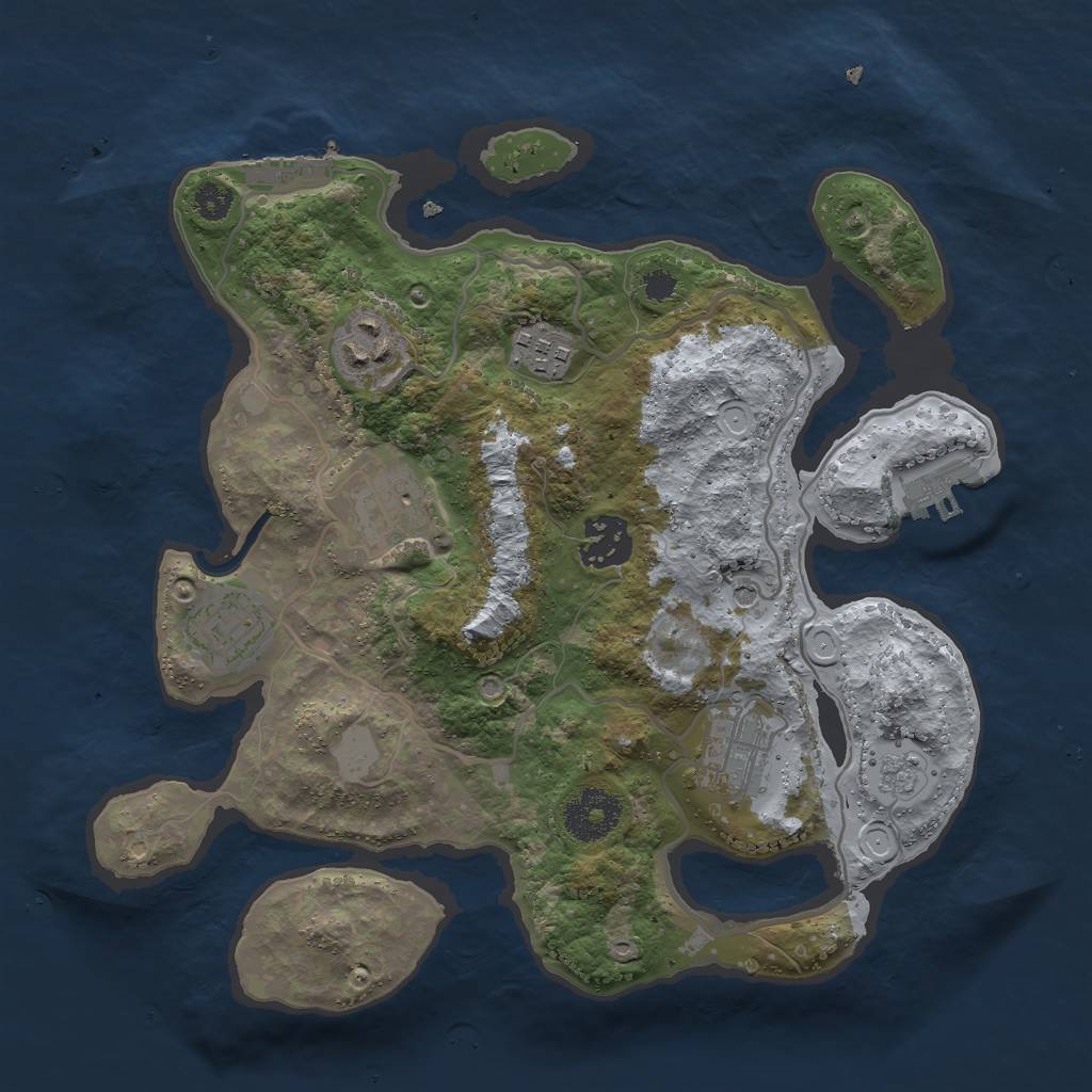 Rust Map: Procedural Map, Size: 3000, Seed: 1406628508, 13 Monuments