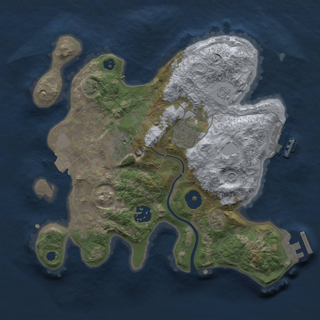 Rust Map: Procedural Map, Size: 2750, Seed: 1407128688, 9 Monuments