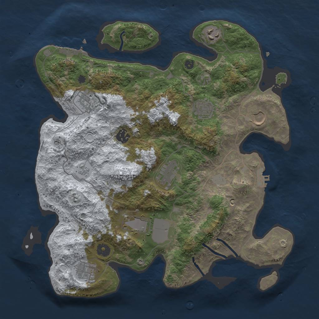Rust Map: Procedural Map, Size: 3550, Seed: 867677, 17 Monuments