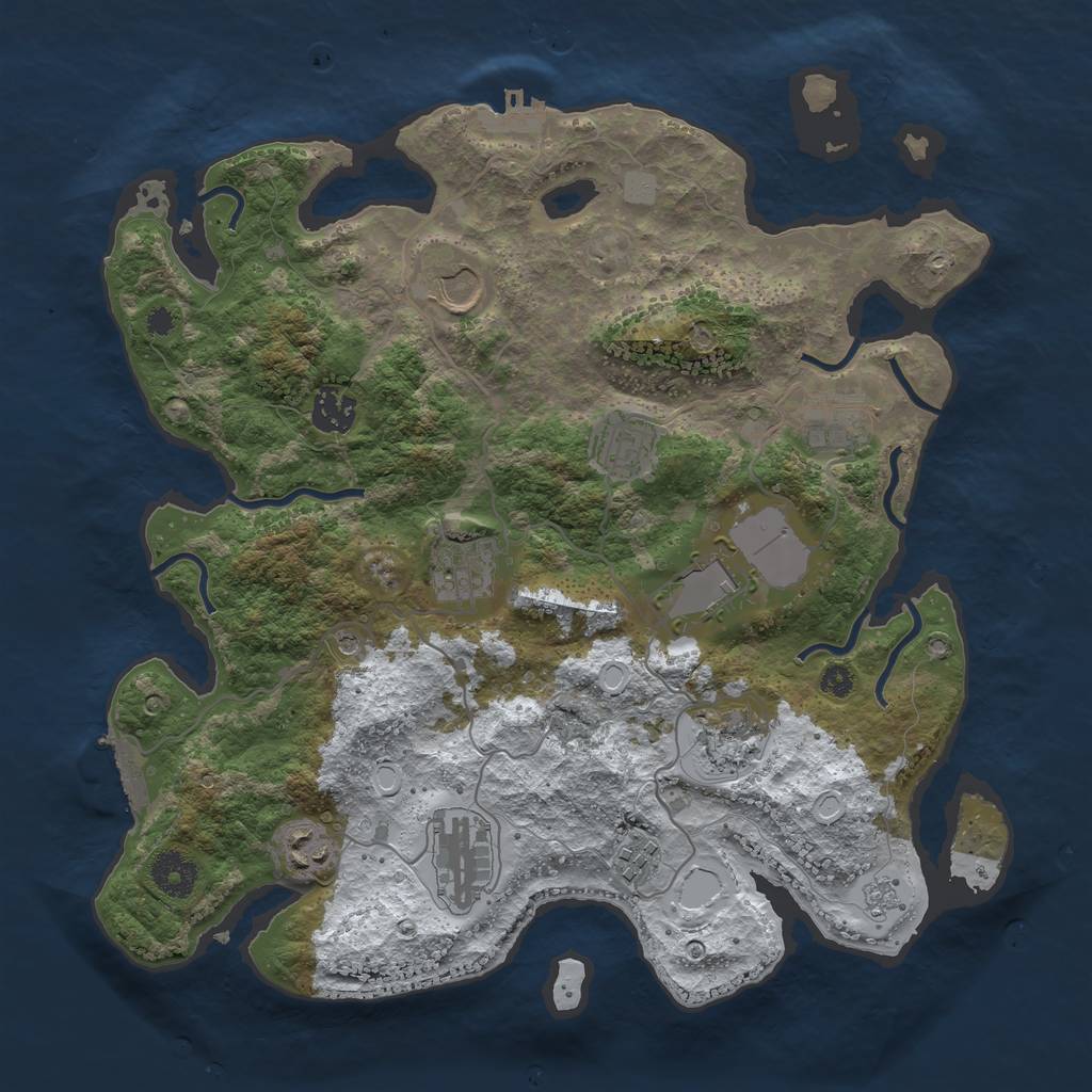 Rust Map: Procedural Map, Size: 3560, Seed: 1433705, 19 Monuments