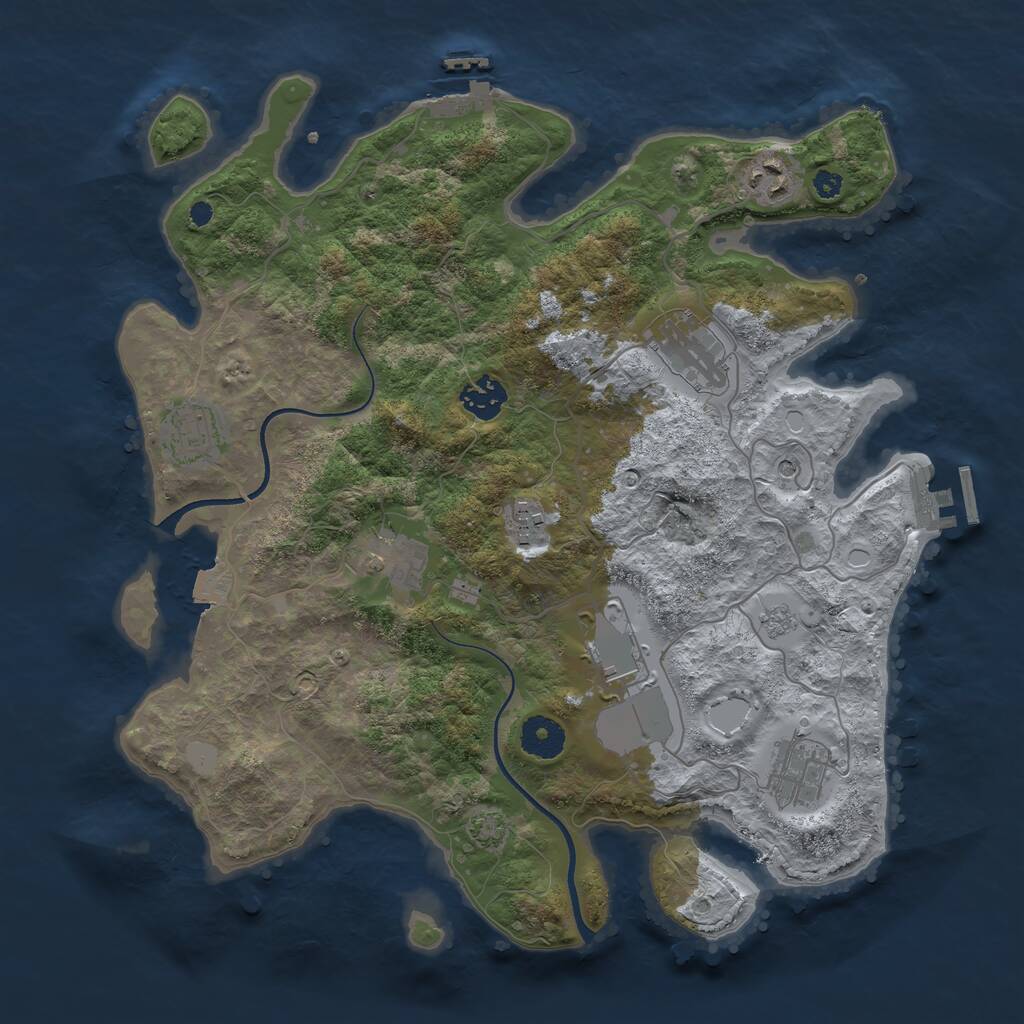 Rust Map: Procedural Map, Size: 3560, Seed: 1713185, 14 Monuments