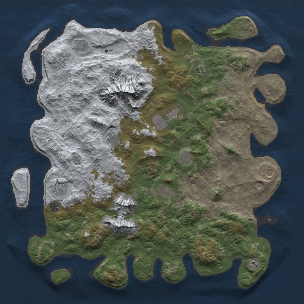 Rust Map: Barren, Size: 5000, Seed: 2005688211, 14 Monuments