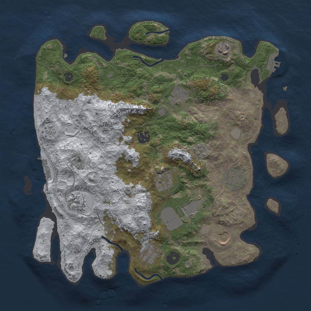 Rust Map: Procedural Map, Size: 3550, Seed: 965633, 19 Monuments