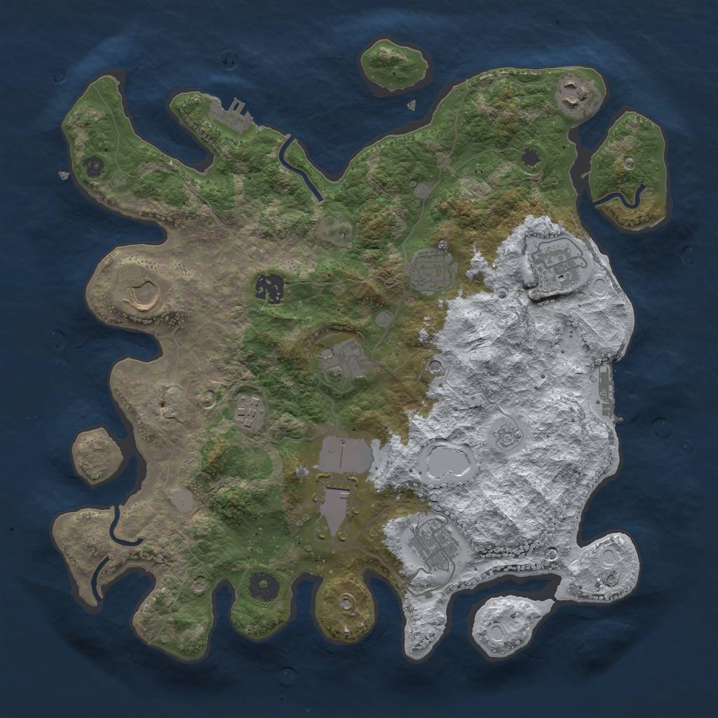 Rust Map: Procedural Map, Size: 3560, Seed: 3664235, 18 Monuments
