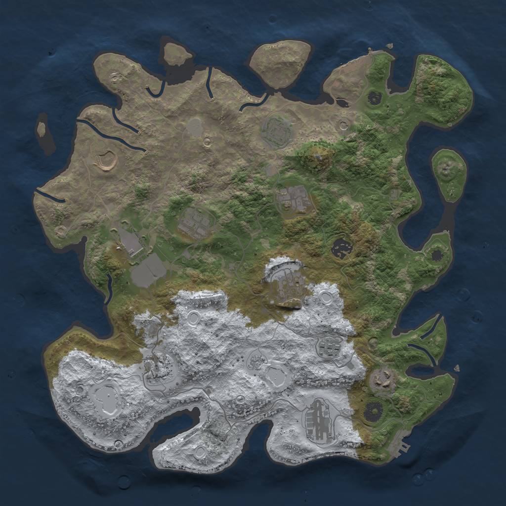 Rust Map: Procedural Map, Size: 3800, Seed: 1766916111, 20 Monuments