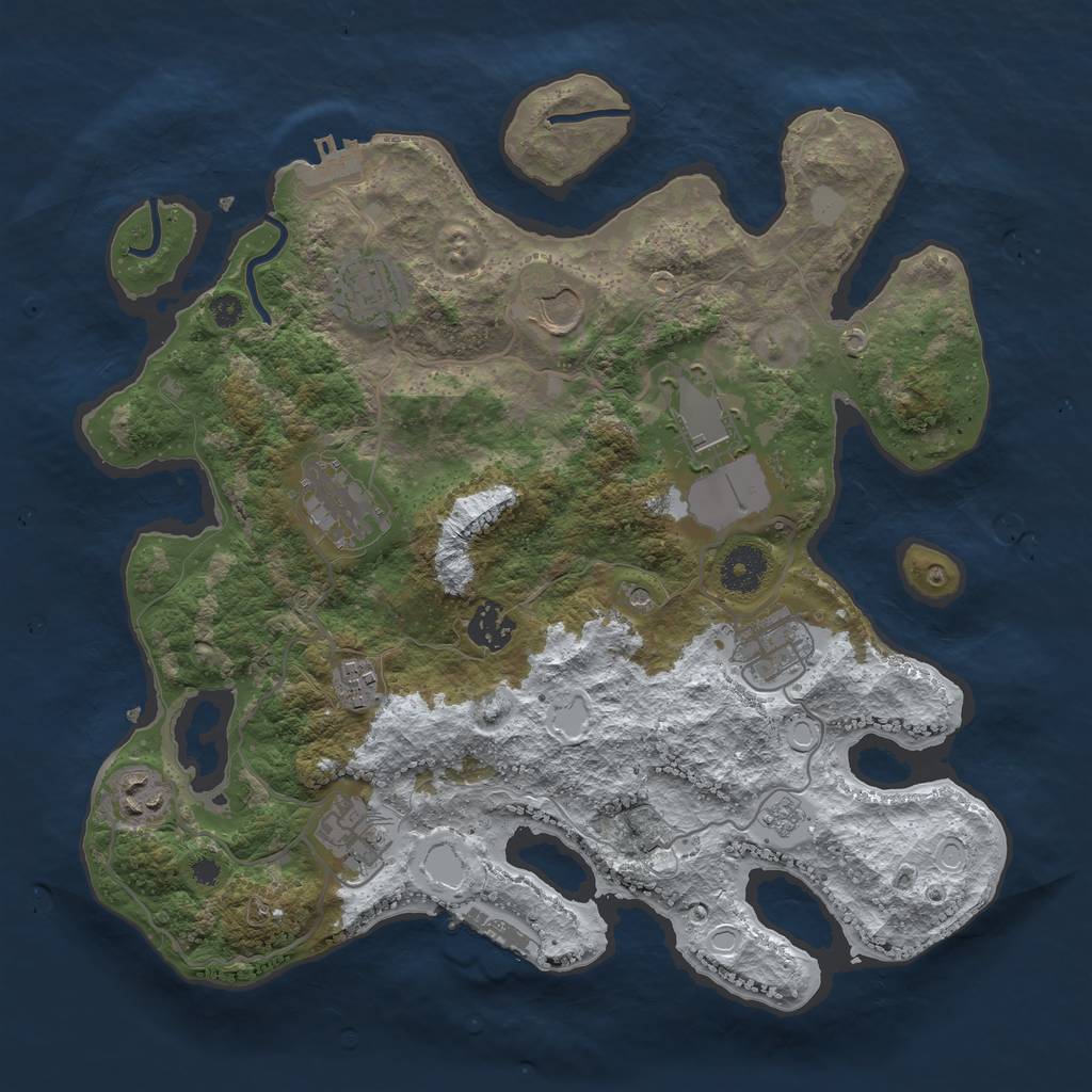 Rust Map: Procedural Map, Size: 3500, Seed: 85185, 18 Monuments