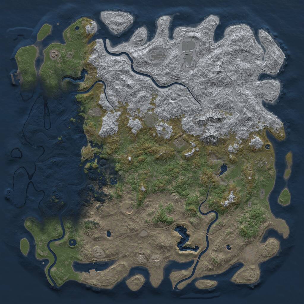 Rust Map: Procedural Map, Size: 6000, Seed: 560254, 17 Monuments