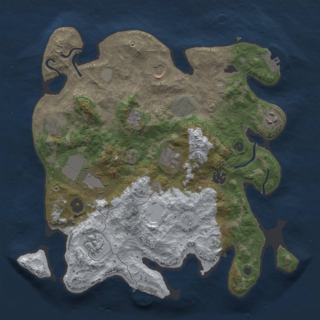 Rust Map: Procedural Map, Size: 3500, Seed: 959381073, 18 Monuments