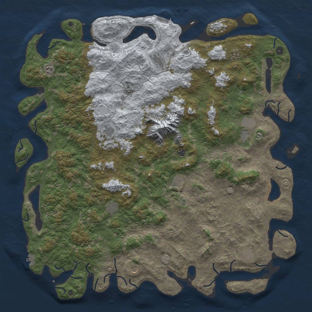 Rust Map: Procedural Map, Size: 6000, Seed: 627439, 20 Monuments