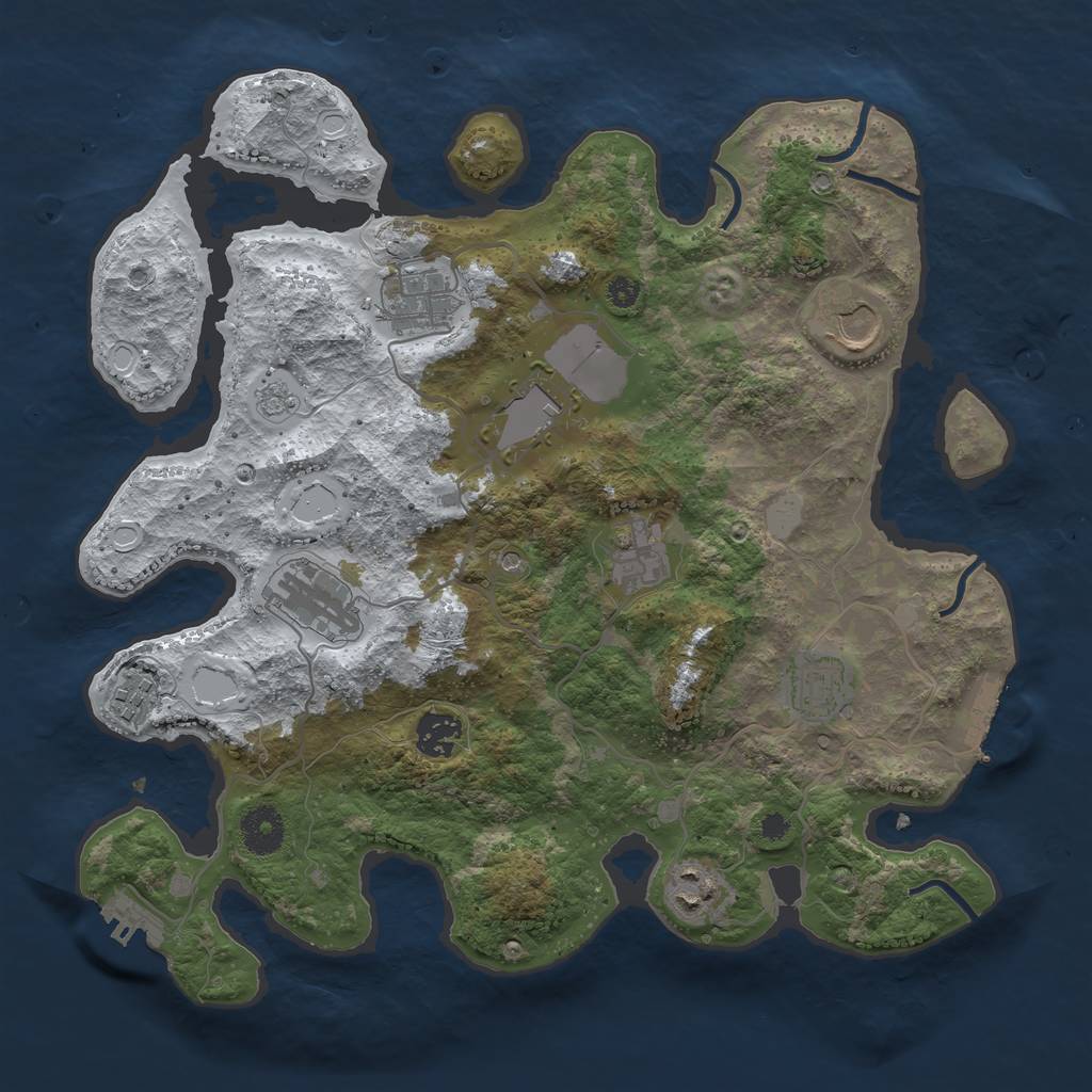Rust Map: Procedural Map, Size: 3560, Seed: 839037, 18 Monuments