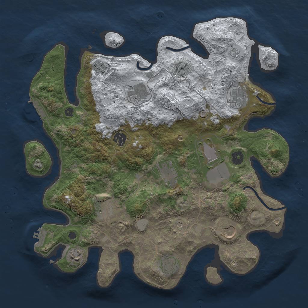 Rust Map: Procedural Map, Size: 3550, Seed: 14593, 19 Monuments