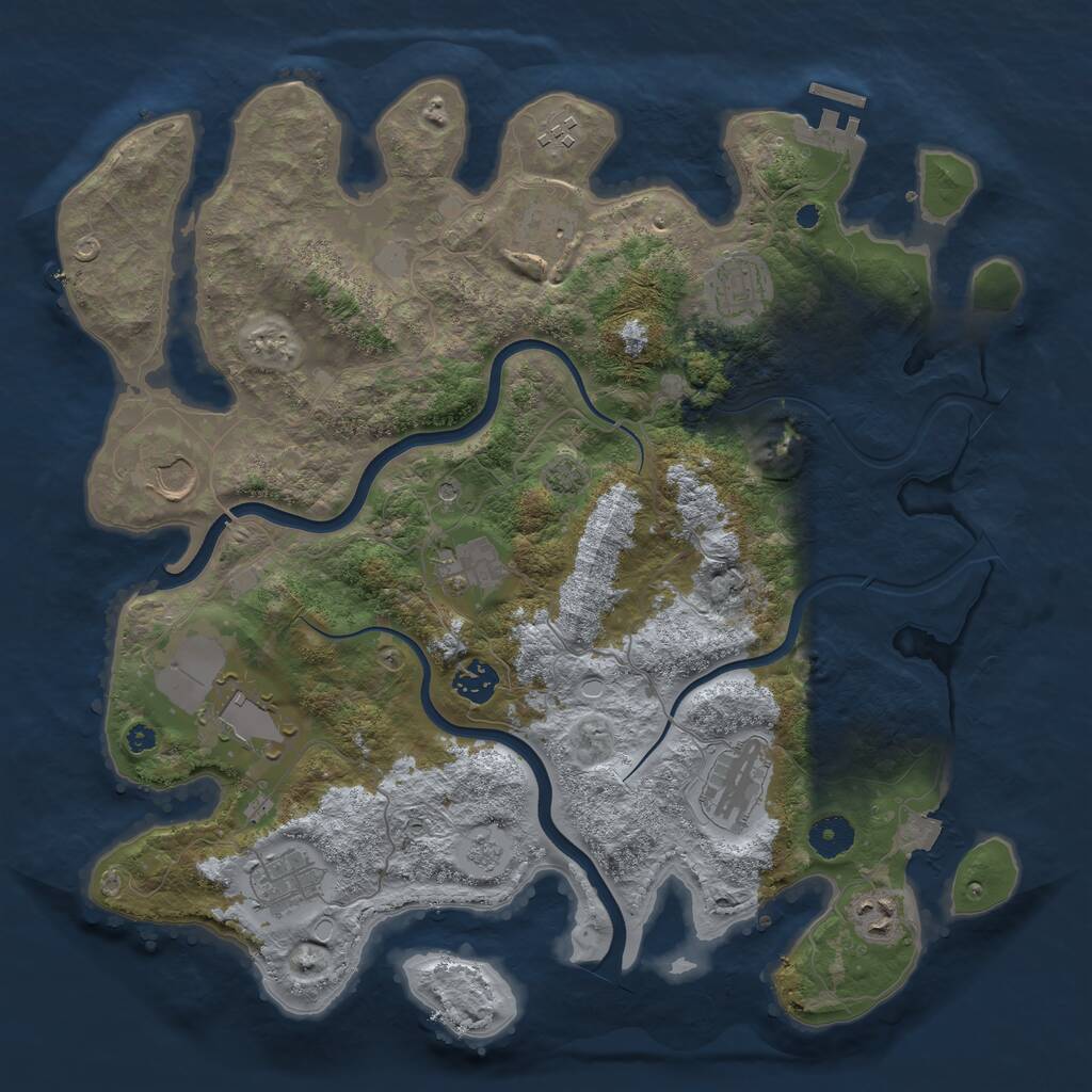 Rust Map: Procedural Map, Size: 3850, Seed: 848134672, 15 Monuments