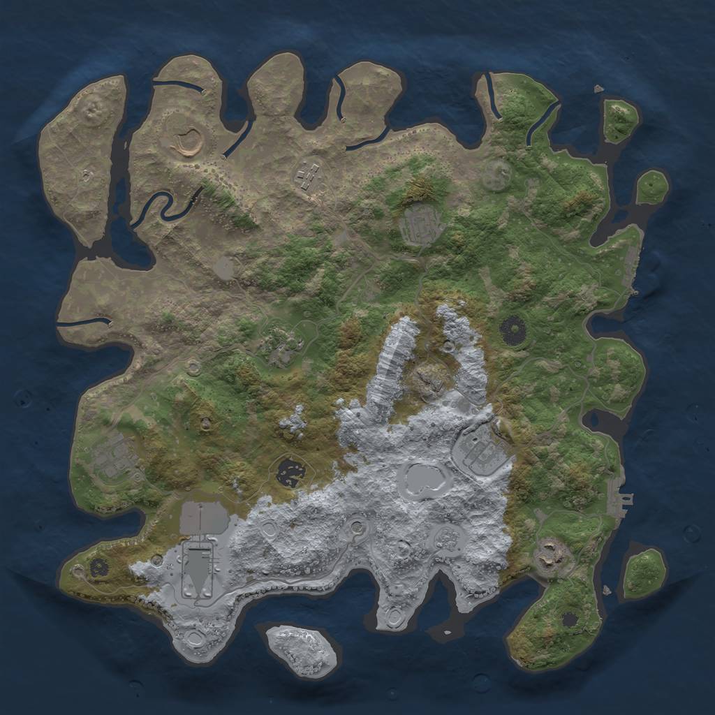 Rust Map: Procedural Map, Size: 3850, Seed: 848134672, 16 Monuments
