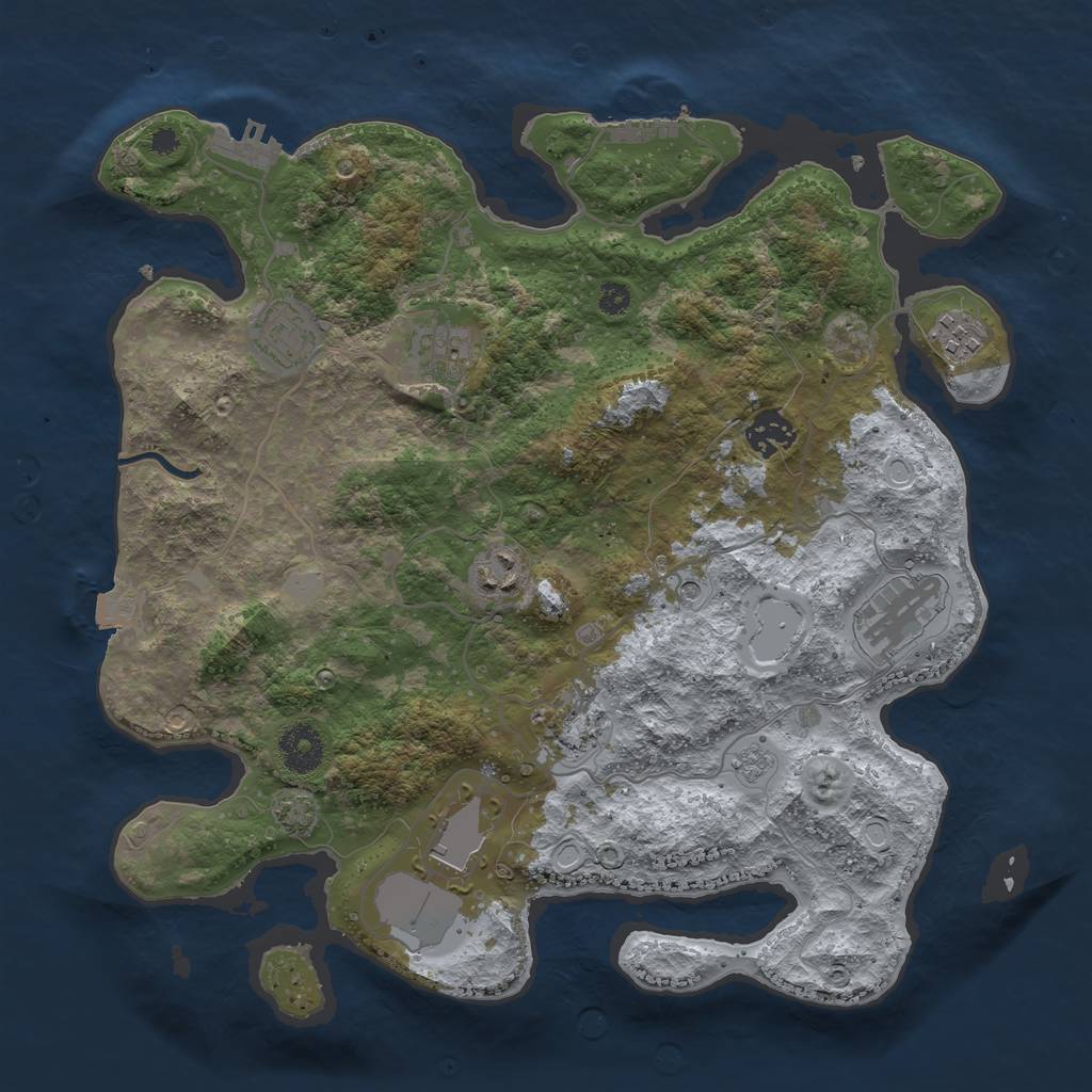 Rust Map: Procedural Map, Size: 3500, Seed: 360216710, 16 Monuments