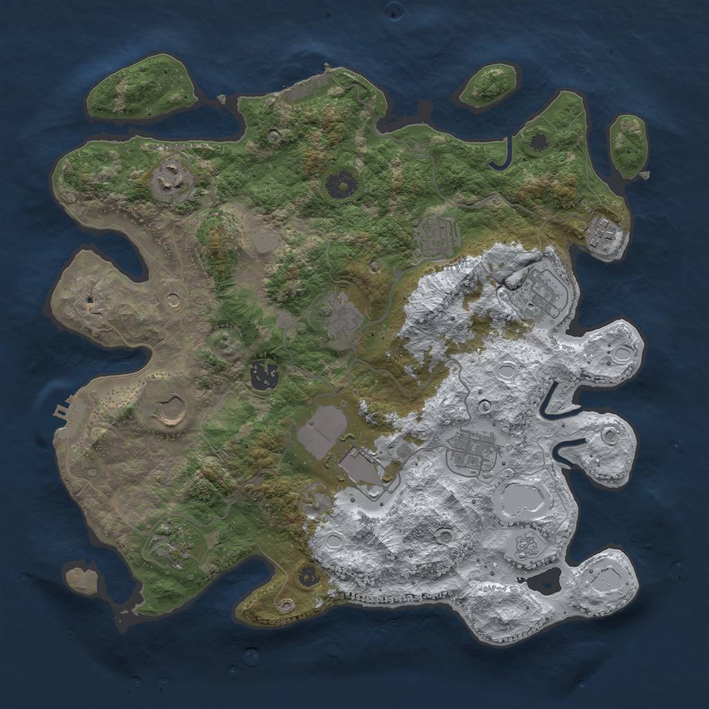 Rust Map: Procedural Map, Size: 3560, Seed: 2062044, 19 Monuments