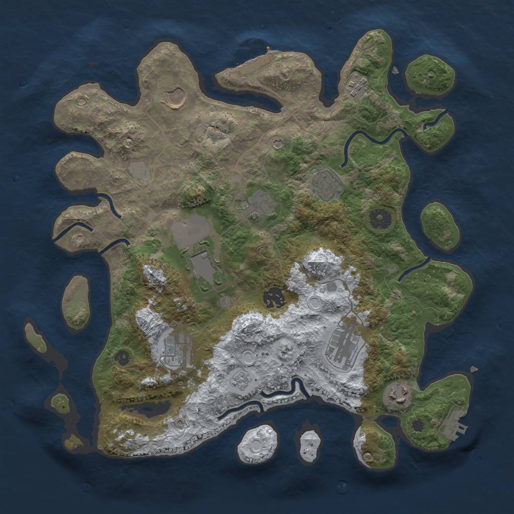 Rust Map: Procedural Map, Size: 3560, Seed: 3348085, 18 Monuments