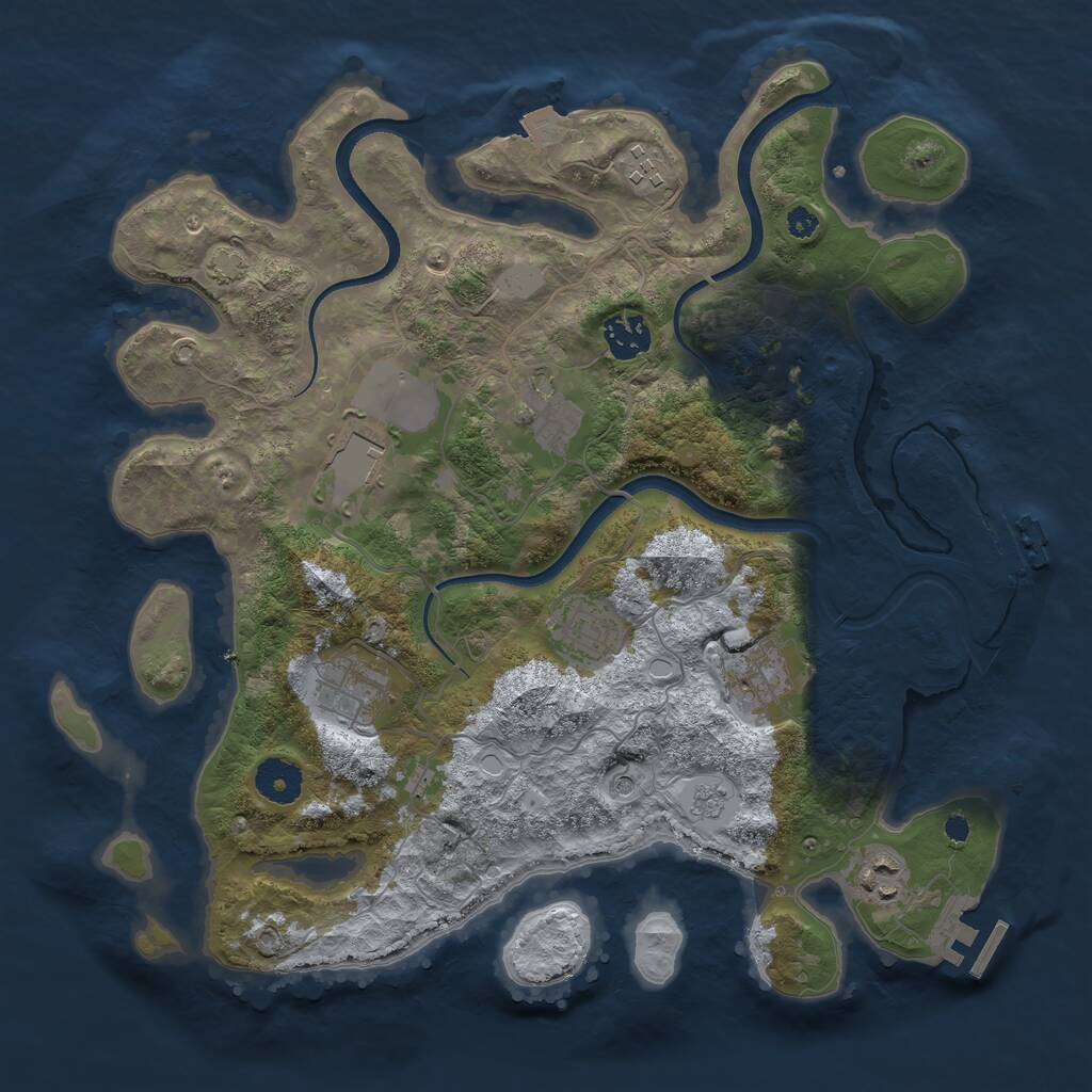 Rust Map: Procedural Map, Size: 3560, Seed: 3348085, 14 Monuments