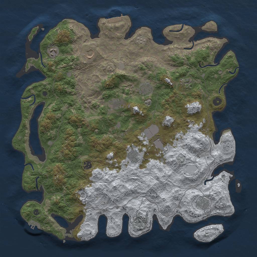 Rust Map: Procedural Map, Size: 4500, Seed: 3651991, 19 Monuments