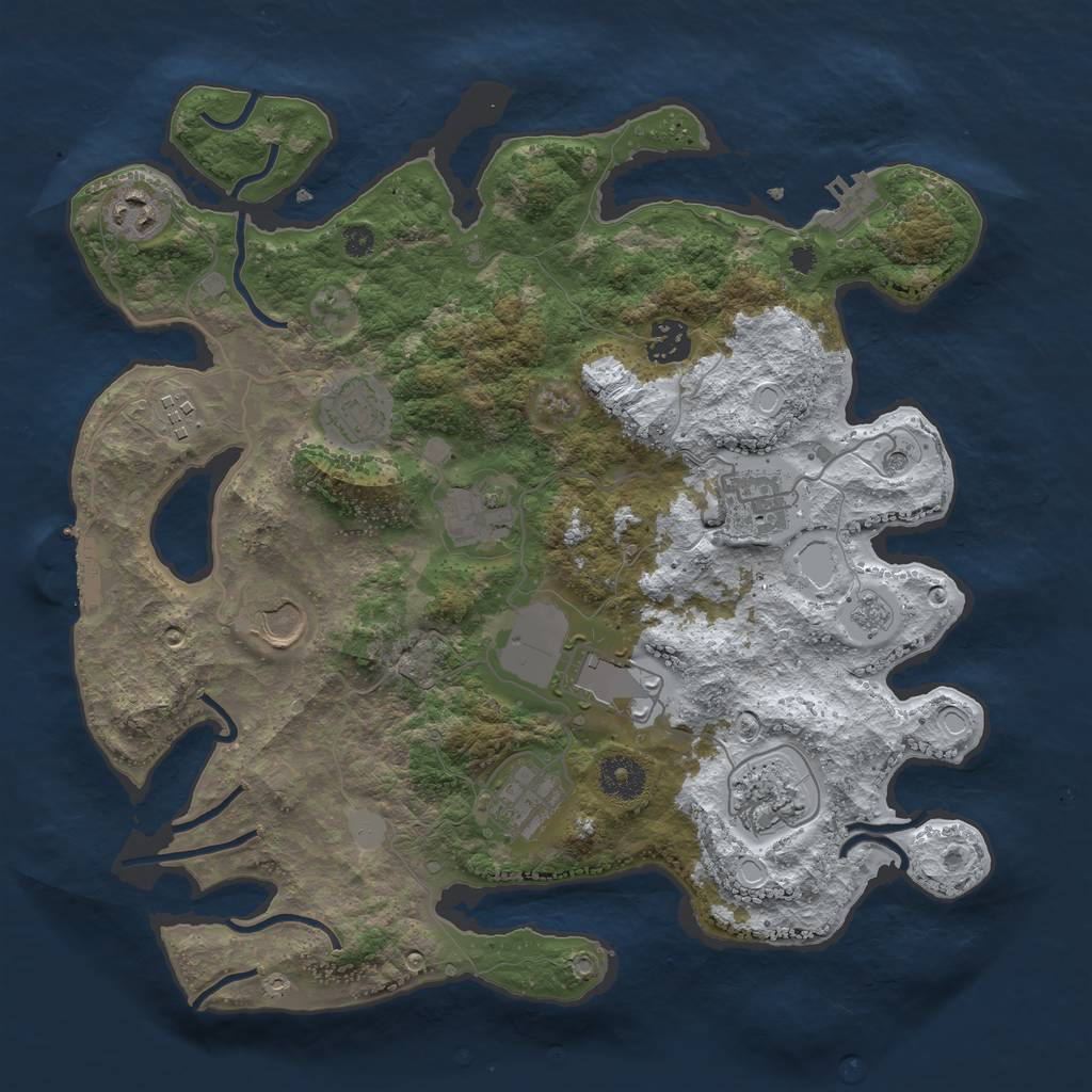 Rust Map: Procedural Map, Size: 3560, Seed: 3432255, 19 Monuments