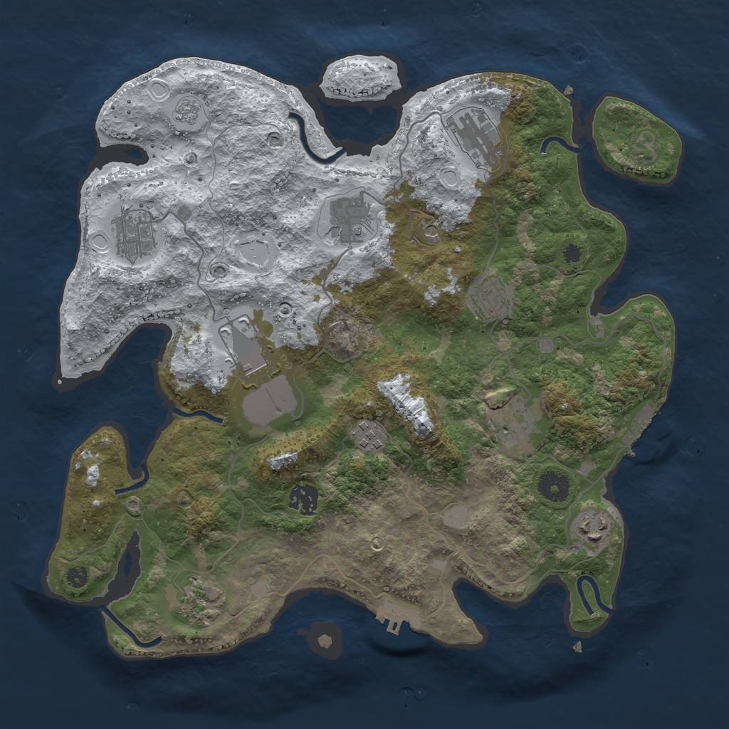 Rust Map: Procedural Map, Size: 3560, Seed: 1659591, 19 Monuments