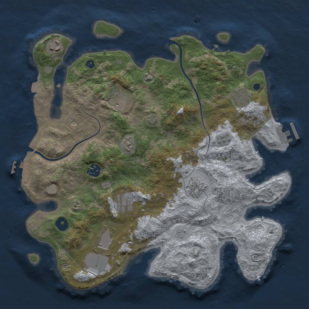 Rust Map: Procedural Map, Size: 3560, Seed: 2381725, 14 Monuments