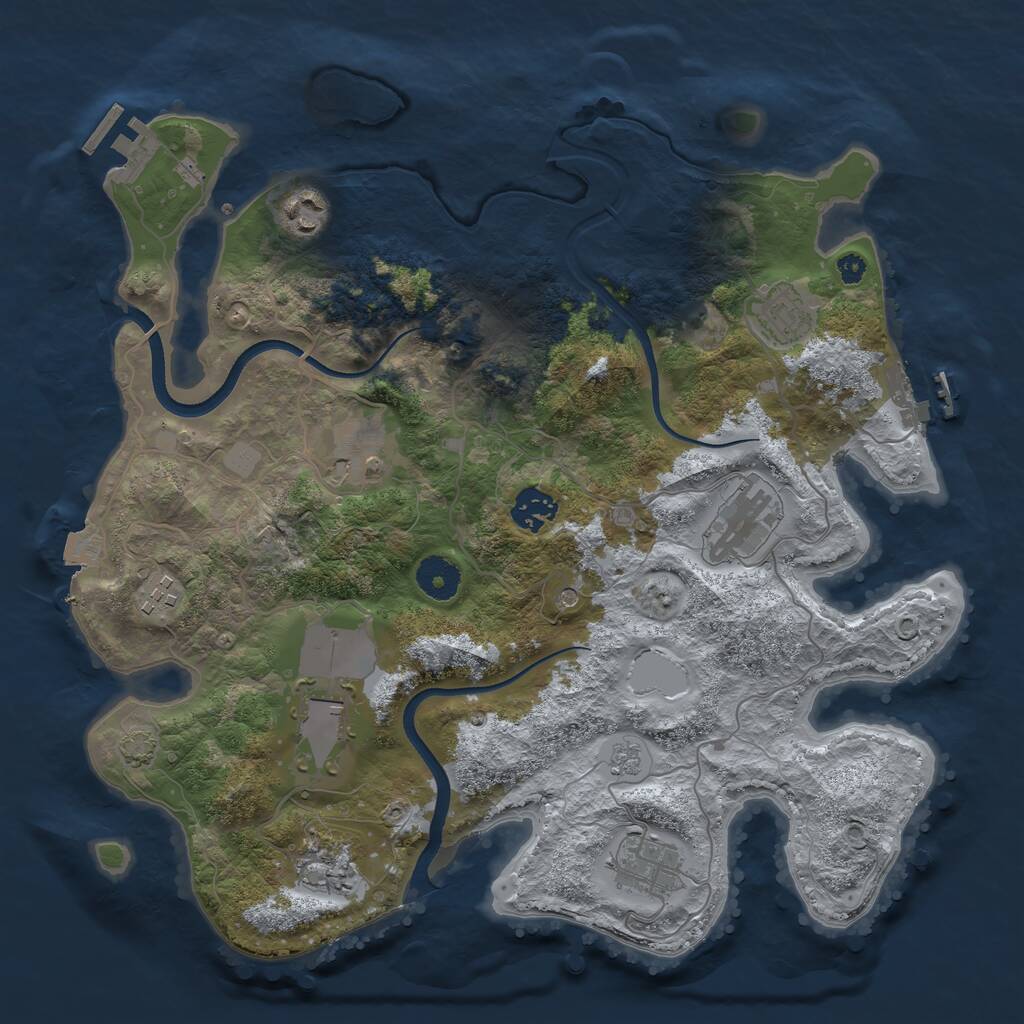 Rust Map: Procedural Map, Size: 3560, Seed: 2381725, 15 Monuments