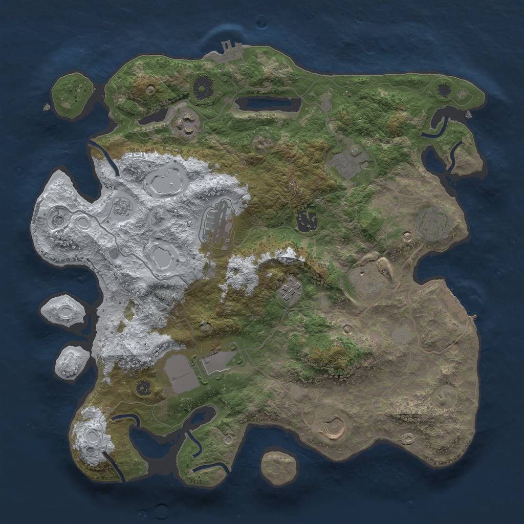 Rust Map: Procedural Map, Size: 3560, Seed: 3885763, 18 Monuments