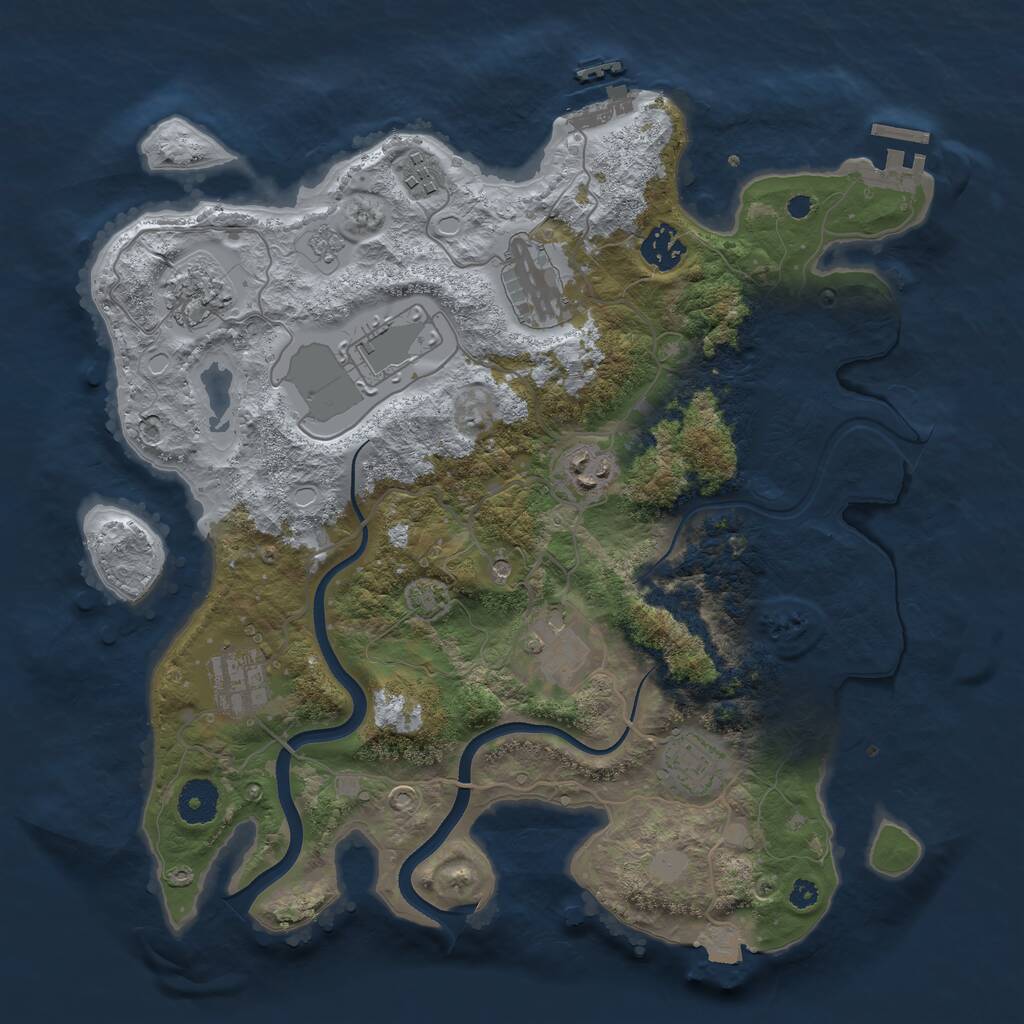 Rust Map: Procedural Map, Size: 3560, Seed: 2802395, 15 Monuments