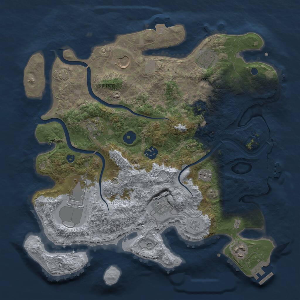 Rust Map: Procedural Map, Size: 3560, Seed: 3813659, 14 Monuments