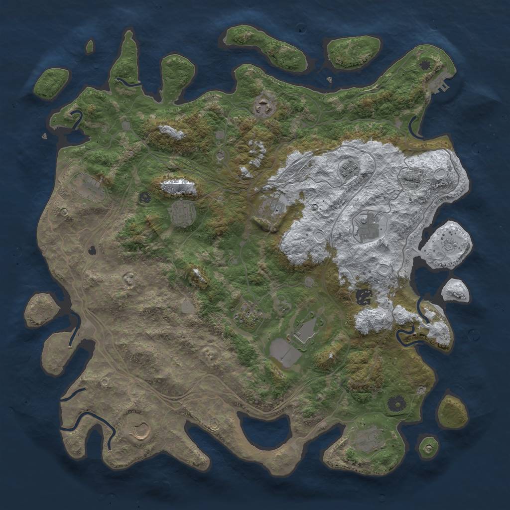 Rust Map: Procedural Map, Size: 4400, Seed: 772690863, 19 Monuments