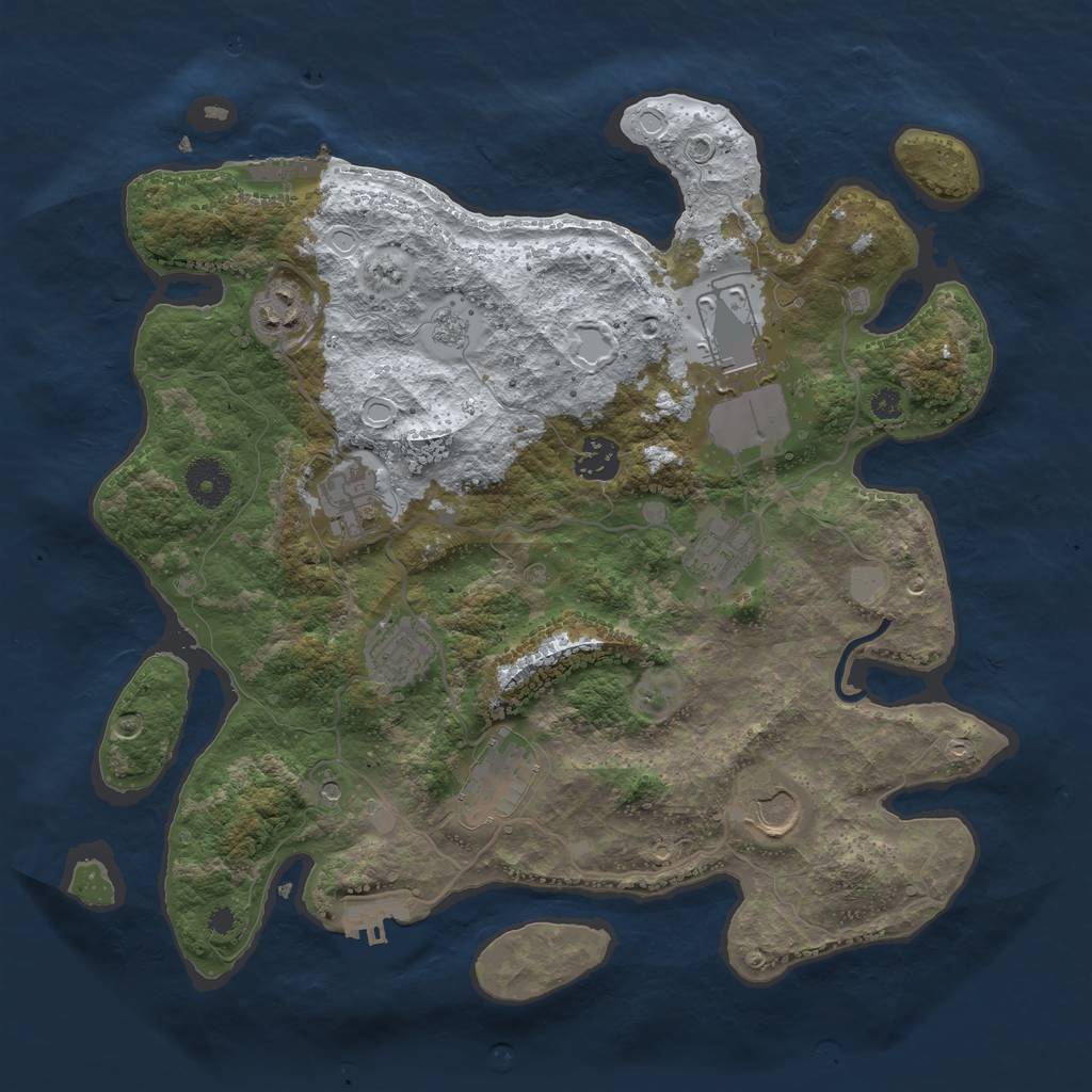 Rust Map: Procedural Map, Size: 3560, Seed: 3677950, 17 Monuments