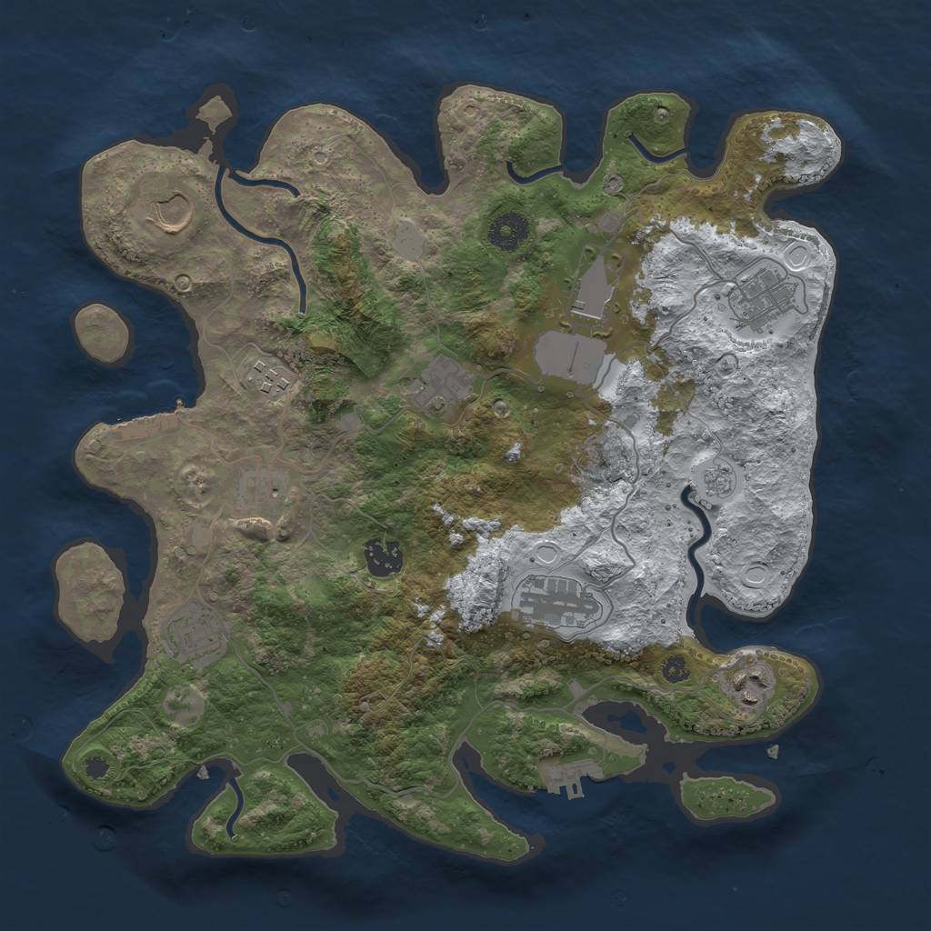 Rust Map: Procedural Map, Size: 3560, Seed: 2422875, 18 Monuments