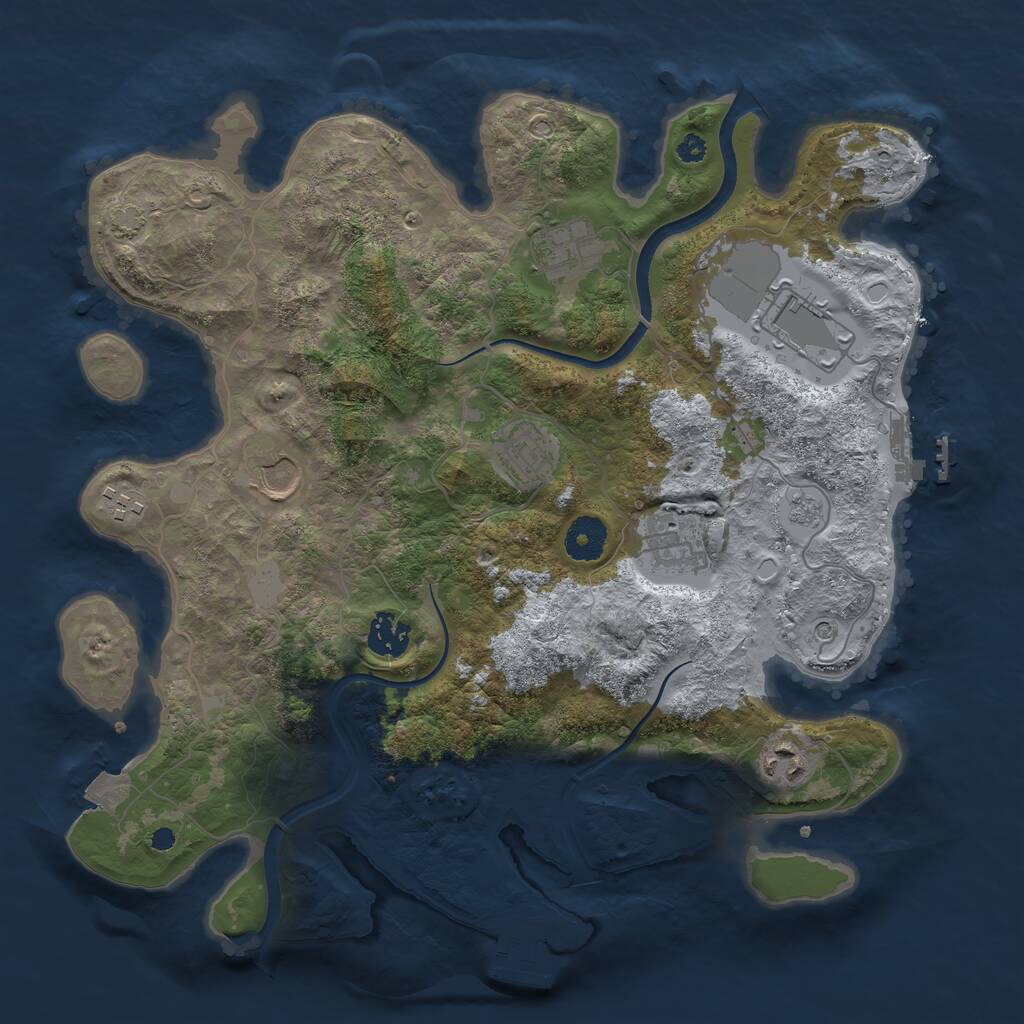 Rust Map: Procedural Map, Size: 3560, Seed: 2422875, 14 Monuments