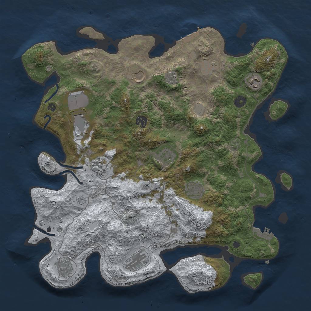 Rust Map: Procedural Map, Size: 3900, Seed: 23658345, 20 Monuments